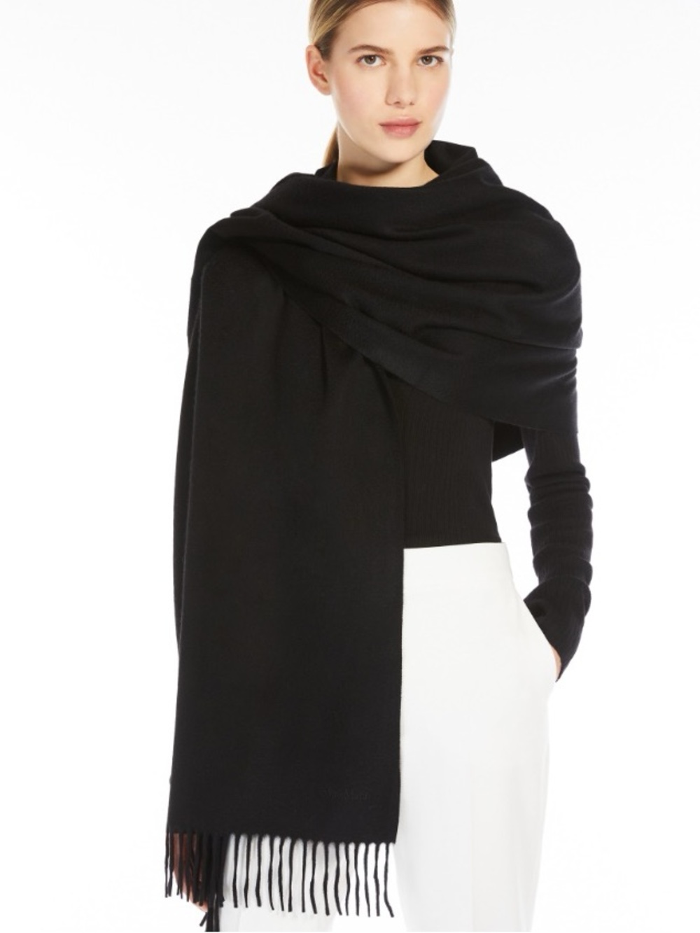 100% Cashmere Made in Scotland Oversized Wrap Shawl Scarf Throw XXL Black NEW